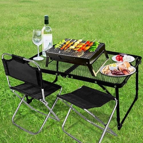 TIYASTUN Camping Table - Small Folding Picnic Table with Adjustable Height and Mesh Top — view 2