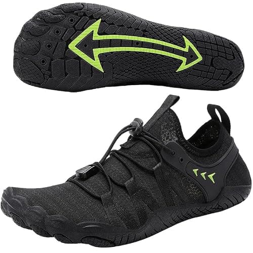 Supmix Mens Womens Water Shoes Beach Shoes Mens Womens Swim Shoes Quick Dry Barefoot Shoes Aqua Shoes Sea Shoes Surf Diving Pool Shoes for Mens Womens Black Green, 7 UK