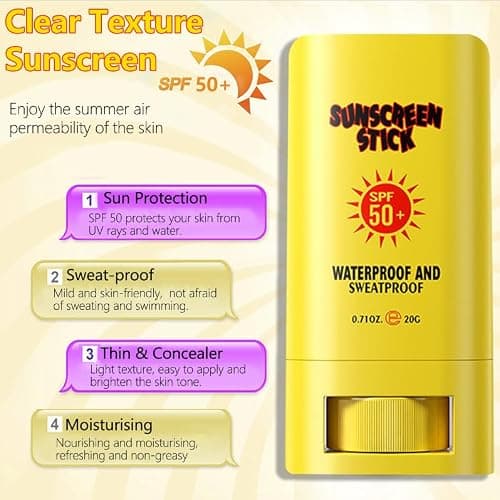 Spf 50 Sunscreen Stick - Moisturising Sunblock Stick PA+++ - Factor 50 Sun Cream for Face & Body - Mini Travel Size Sunscreen Waterproof - Roll on Suncream with Centella and Aloe Vera Extract — view 3