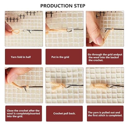 Henypt Latch Hook Cushion Kits Stream Trees and Cabin Pillow Case Rug Cover Beginner DIY Needlework Embroidery Kit Latch Hook Kits Pillow 43x43cm — view 4