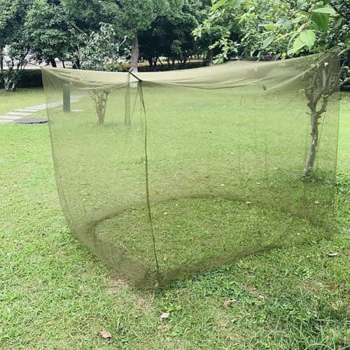 Risveglio Camping Mosquito Net with 6 Hanging Loops, Fine Mesh Travel Tent for Hiking BackPcsing Fishing, Army Green 200 * 90 * 180cm
