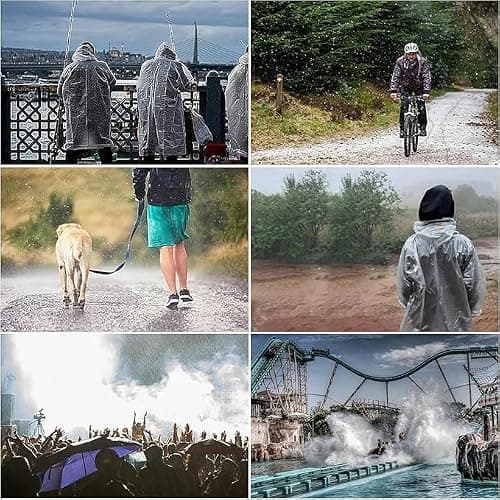 Rain Ponchos for Adults, 5‑Pack Disposable Clear Rainwear with Hood — view 6