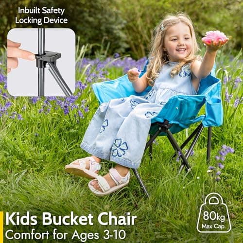 Trail Buzzard Kids Bucket Camping Chair, Blue — view 4