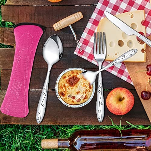 4 Pcs Cutlery Set, Camping Utensil Set, Knife and Fork Flatware Set — view 4
