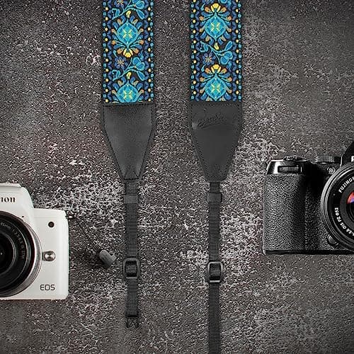 BestSounds Camera Strap, Jacquard Weave 2" Shoulder Neck Straps for All DSLR Cameras Men Women Photographers (Jacquard Teal Blue) — view 6