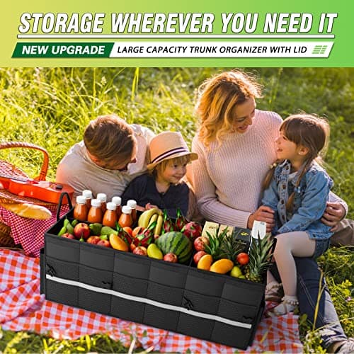 K KNODEL Car Boot Storage Organiser with Cover for SUV (Large, Black) — view 6
