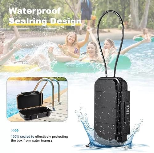 RAW LOCK® Portable Safe Box with Code, Combination Security Case Lock Box with Removable Wire Rope, Mini Key Safe Storage Waterproof & Anti-Theft for Travel, Beach, Vacation — view 6