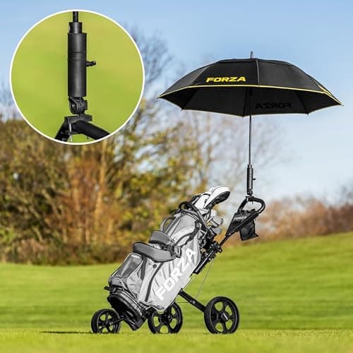FORZA 3-Wheel Golf Trolley | Lightweight Aluminium Push Trolley with Ergonomic Handle, Foot Brake, Umbrella Holder & Foldable Design | Compact Golf Bag Transport — view 6