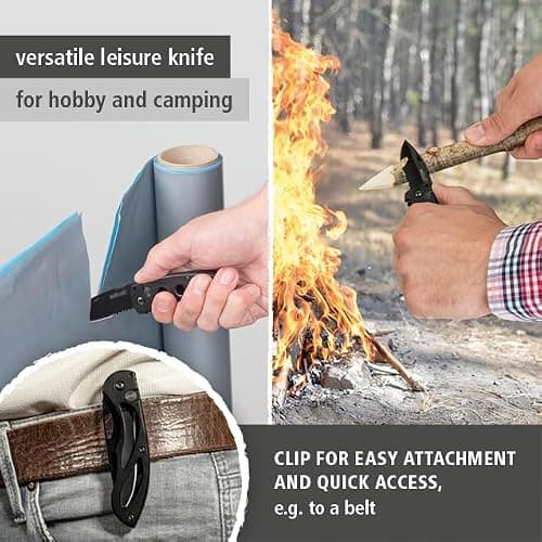 Wolfcraft Folding Knife with 75 mm Serrated Blade and Safety Lock — view 2