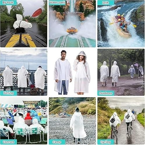 YingErTool Rain Poncho Raincoats, 2 Pcs EVA Reusable Rain Coat Jacket — view 6
