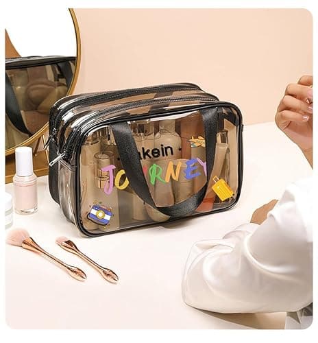 Aucuu Clear Toiletry Bag, Portable Travel Makeup Bag, Wet Dry Separation PVC Wash Bags, Large Capacity Travel Toiletries Case, Waterproof Makeup Bags with Handles, Clear Cosmetic Bag for Women Girls — view 5
