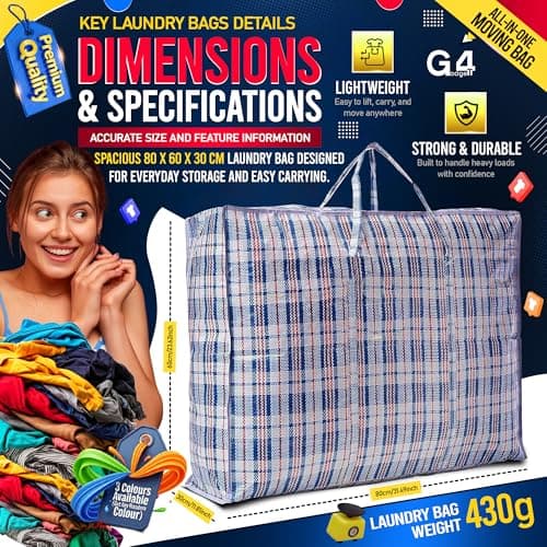 G4GADGET Laundry Bags with Zip 2 Pack (80x60x30cm) – Jumbo Reusable Laundry & Storage Bags for Clothes, Bedding, Travel, Moving House, Wardrobe Organisation — view 4