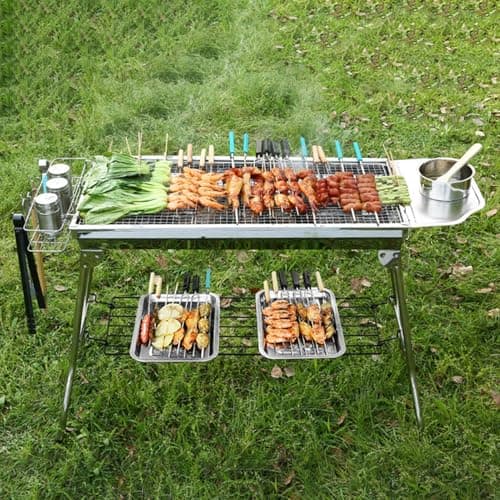 AOYEBO Stainless Steel Folding Charcoal Grill - Multi-Storage Design & Tool-Free Assembly (Camping/Backyard Use, Kabob Grill Compatibility)​​ — view 3