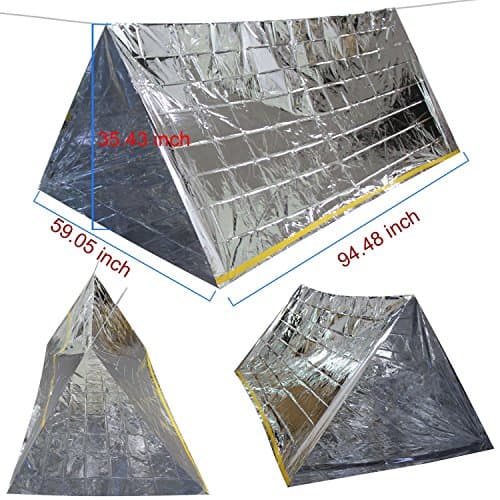 WADY 3-In-1 Emergency Survival Blanket, Tent, Sleeping Bag - Heat Reflective Waterproof Mylar Emergency Thermal Shelter Tube Tent, Sleeping Bag, Blanket Survival Kits for Camping Hiking — view 2