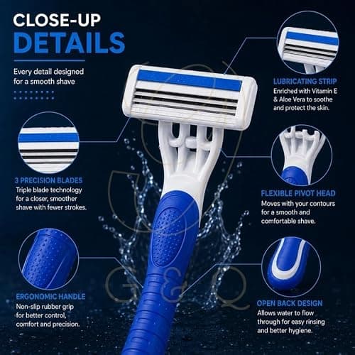 3 Disposable Twin Blade Shavers for Men Portable Travel Razors Personal Grooming Bathroom & Holiday Use 2898 — view 5
