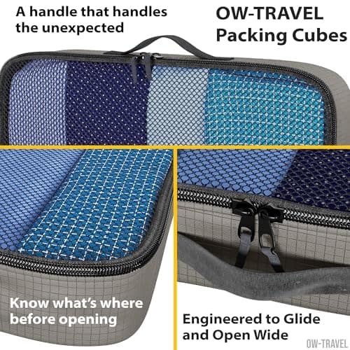OW-Travel Packing Cubes for Suitcases, Grey M/L, 5 Pcs with Mesh Zip Pouch — view 5