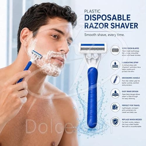 Max Plastic Disposable Razors Pack of 3 Twin Blade Travel Shaving Set for Men, Personal Grooming, Holidays, Travel & Everyday Shaving 2898 — view 4