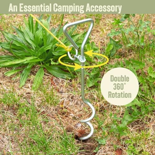 Milestone Camping 31690 Outdoor Corkscrew Tie Out Stake / Keyring Attachment / Tether Pets and Tents / Ideal for Camping, Hiking, Fishing and More — view 5