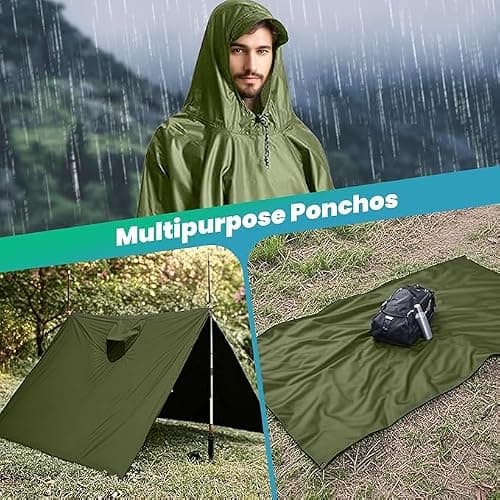 Stynice Lightweight Rain Poncho Waterproof Adult, Reusable Rain Coats for Women & Men with Hoods and Pocket, Rain Poncho Adult Waterproof Poncho for Outdoor Hiking Camping Traveling — view 2