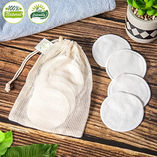 Hima'la 12 Reusable Makeup Remover Pads, Organic Cotton Pads with Wash Bag — view 6