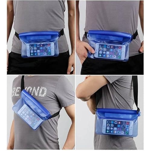 Waterproof Money Belt Pouch Bag | Underwater Phone Money Case Transparent Waist Bag with Adjustable Strap | Touchable Dry Bag for Travel, Outdoor, Beach, Swimming, Fishing, Boating, Drifting (Pink) — view 3