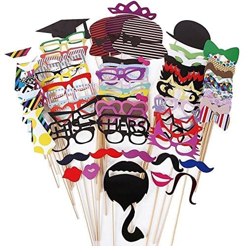76pcs Photo Booth Props for Party – Selfie Props for Wedding, Hen Do, Baby Shower, Birthday – Fun Photobooth Party Props for Kids & Adults – Photo Booth Props Wedding, Photo Props Set