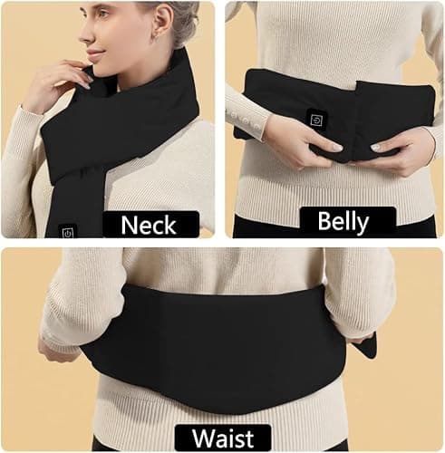 Heated Scarf,Winter Electric Heated Neck Scarf,USB Charging Heating Scarf with 3 Heating Levels,Neck Heating Pad for Pain Relief Thermal Neckerchief,Winter Gift for Men Women Outdoor Skiing(Black) — view 5