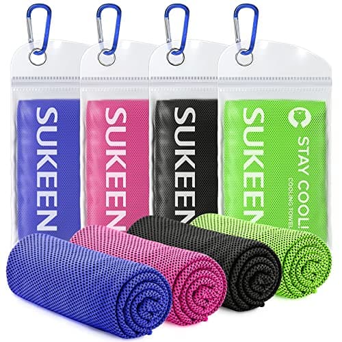 Sukeen [4 Pack Cooling Towel (40"x12"),Ice Towel,Soft Breathable Cool Towel,Microfiber Towel for Yoga,Sport,Running,Gym,Workout,Camping,Fitness,Workout & More Activities
