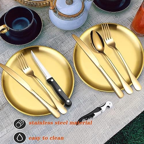 BBTISG 13-Piece Camping Cutlery Set, Outdoor Camping Cutlery Setfor 2 People Cookware Camping Cutlery Set for Outdoor Cookware, Travel, Hiking (Gold) — view 3