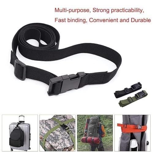 heedpeiur 4 Pieces Luggage Straps Adjustable Luggage Nylon Webbing Straps with Quick Release Buckle Packing Belt for Outdoor Travel Suitcase Baggage 2.5 * 150cm (Black) — view 6
