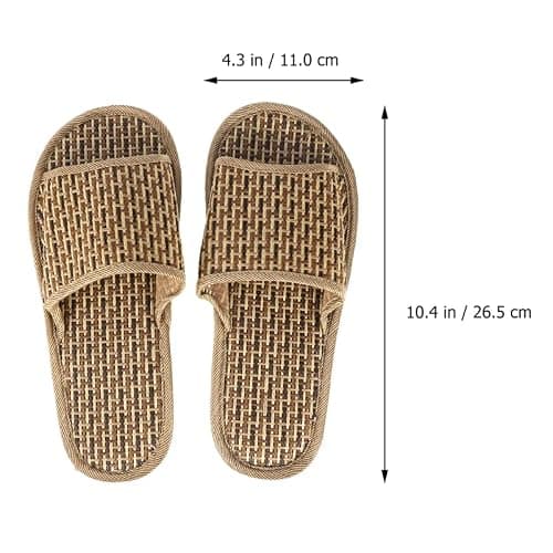 minkissy Bamboo Slippers Summer Woven Sandals Lightweight Breathable Open-Toe Flat Slippers for Women Men Indoor Outdoor Casual Wear — view 3