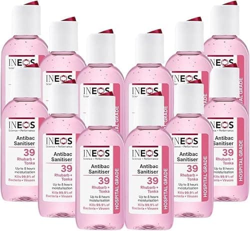 INEOS Sanitiser Pocket Gel Rhubarb & Tonka Hospital Grade 50ml, 12 Pack