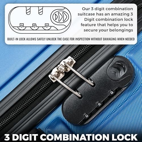55x35x20 Cabin Suitcase Carry on Suitcase Hard Shell Hand Luggage Cabin Bag Case Approved For Ryanair EasyJet 2 Small Fits 8kg 10kg 35 Litre Capacity + 3 Digit Lock + Telescopic Handle Cabin Luggage — view 6
