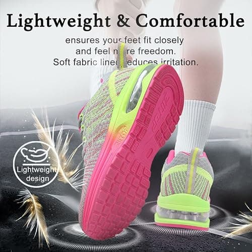 Womens Trainers Running Shoes Air Cushion Sneakers Ladies Walking Trainers Lightweight Breathable Mesh Athletic Sports Sneakers Non Slip Casual Gym Tennis Jogging Shoes — view 3