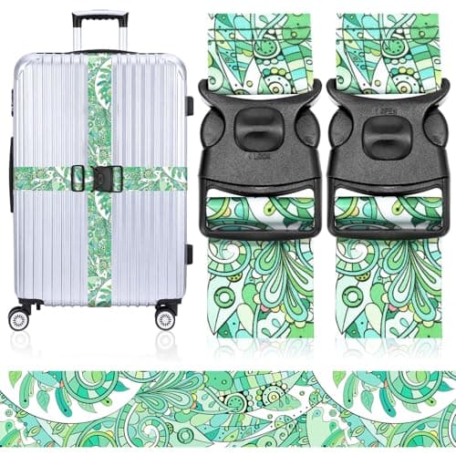 MOTONG 2 PCS Luggage Strap,200 CM Adjustable Suitcase Straps Personalised Luggage Straps Suitcases Heavy Duty Suitcase Belts Thickened Luggage Belt with Quick Release Buckle Green
