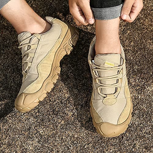 LZQpearl Men's Trekking & Hiking Shoes, Outdoor Walking Shoes for All-season, Lightweight Low Top Sports Shoes, Climbing, Travelling, Fishing Camping, Running (Beige,46 (UK 9.5)) — view 4