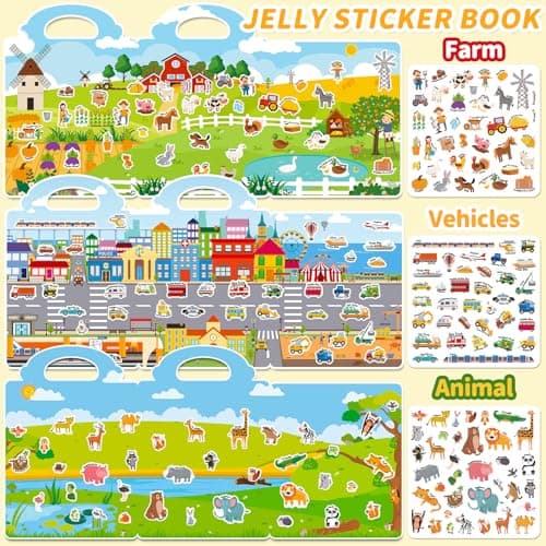 CREATIVETREES 6 Sets Reusable Sticker Book for Toddlers 3-6, Jelly Stickers Book for Kids, Travel Sticker Activity Toys for Childs 3 4 5 6 Years Girls & Boys Best Gifts — view 4