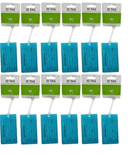 (12-Pack) Travel Smart Luggage Tags, Durable Jelly Travel ID Tags with Identification Cards for Suitcases, Backpacks, Gym Bags, Bold Neon Bag Identifiers for Airport Carousel (Bold Aqua)