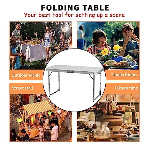 Aluminium Folding Table - Portable Lightweight Camping With Extra Strength Trestle Design, Power Coated Adjustable Height for Wedding, Garden Party, Picnic BBQ, Dinning With Carrying Handle — view 5