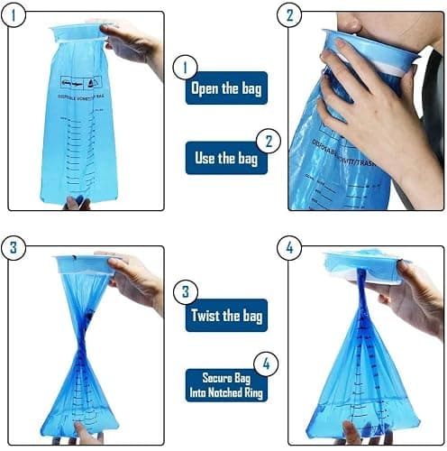 20Pack Vomit Bags Disposable Barf Bags,1000ml High Density Emesis Bags with Snap,Perfect for Morning Sickness,Kids,Pregnant Woman,Car Motion Sickness，Airsick (Light Blue) — view 3