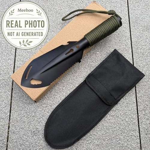 Meehoo Camping Trowel, Carbon Steel 9-in-1 Multi-Tool Bushcraft Shovel — view 4