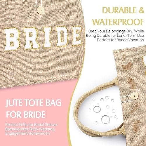 JUSTOTRY 1pcs Bride to Be Tote Bag, Beige, Hen Party Bag with 'BRIDE' Lettering, Hen Do Accessory, Bridal Shower Gift, Engagement Party Decoration — view 5