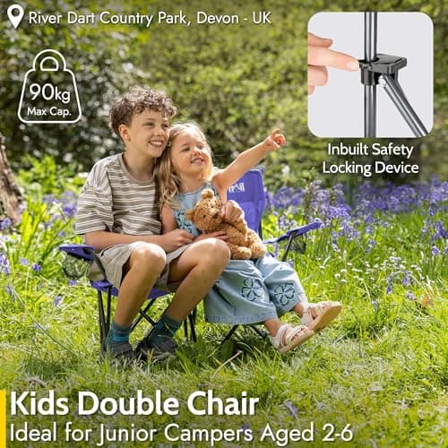 Trail Condor Kids Double Camping Chair, 2 Seater, Purple — view 4