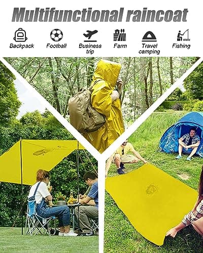 Victoper Waterproof Poncho Adult Reusable Lightweight Rain Poncho Adult Waterproof for Traveling Cycling Outdoor Camping Hiking Waterproof Raincoat Yellow… — view 2