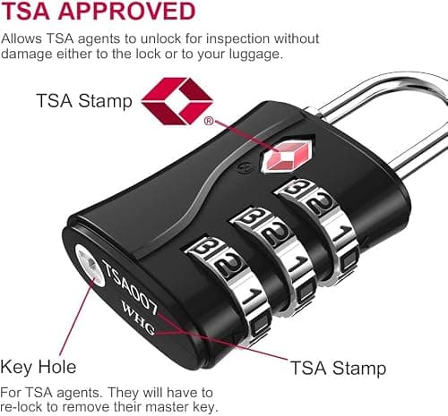 ZHEGE Suitcase Locks Combination, Travel Padlock (Black) — view 2
