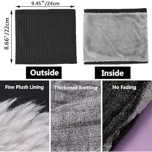 ehsbuy Fleece Neck Warmer Thermal Snoods Unisex Thick Winter Cold Weather Knitted Circle Scarf for Cycling Motocycle Sports — view 5