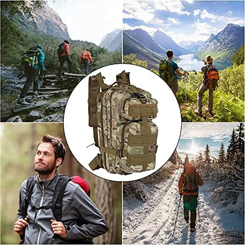 Tactical Backpack 30L Military Camping Backpack Oxford Clothe Rucksack Molle Shoulder Bag Sport Travel Backpack for Camping Climbing Cycling Hiking Mountaineering Hunting (Light Camouflage) — view 6