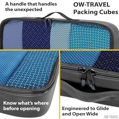 OW-Travel Packing Cubes for Suitcases, Black M/L, 5 Pcs with Mesh Zip Pouch — view 5