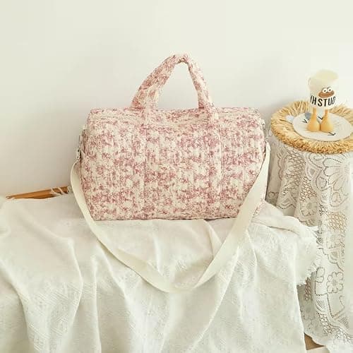 GSenhui Quilted Duffle Bag for Women Cute Baby Hospital Bag Floral Duffel Bags — view 3
