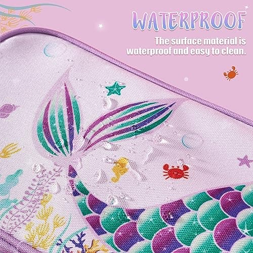 Mermaid Toiletry Bag - Travel Toiletry Bag Girls Kids Toiletries Travel Bag for Camping Trip Home Water-Resistant Portable Girls Dopp Kit for Birthday Gift Organizer with Mesh Pocket — view 3